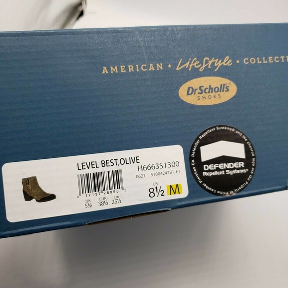 NEW Dr Scholls Level Best Boots ankle heeled booties Olive brown womens sz 8.5 - Picture 9 of 9